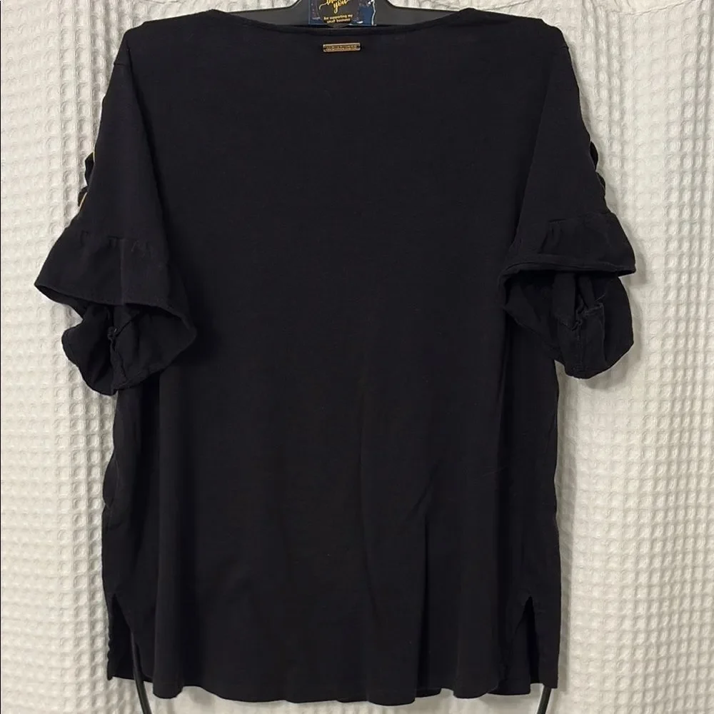 Michael Kors Black Top with Gold Accents Size 1X - Picture 5 of 5